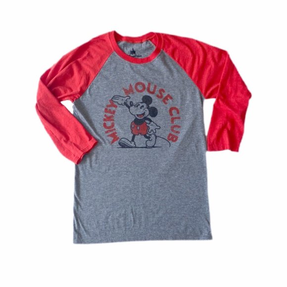 NWOT Disney Parks Red/Gray Mickey Mouse Club Raglan Tee | Size Small - Picture 6 of 6
